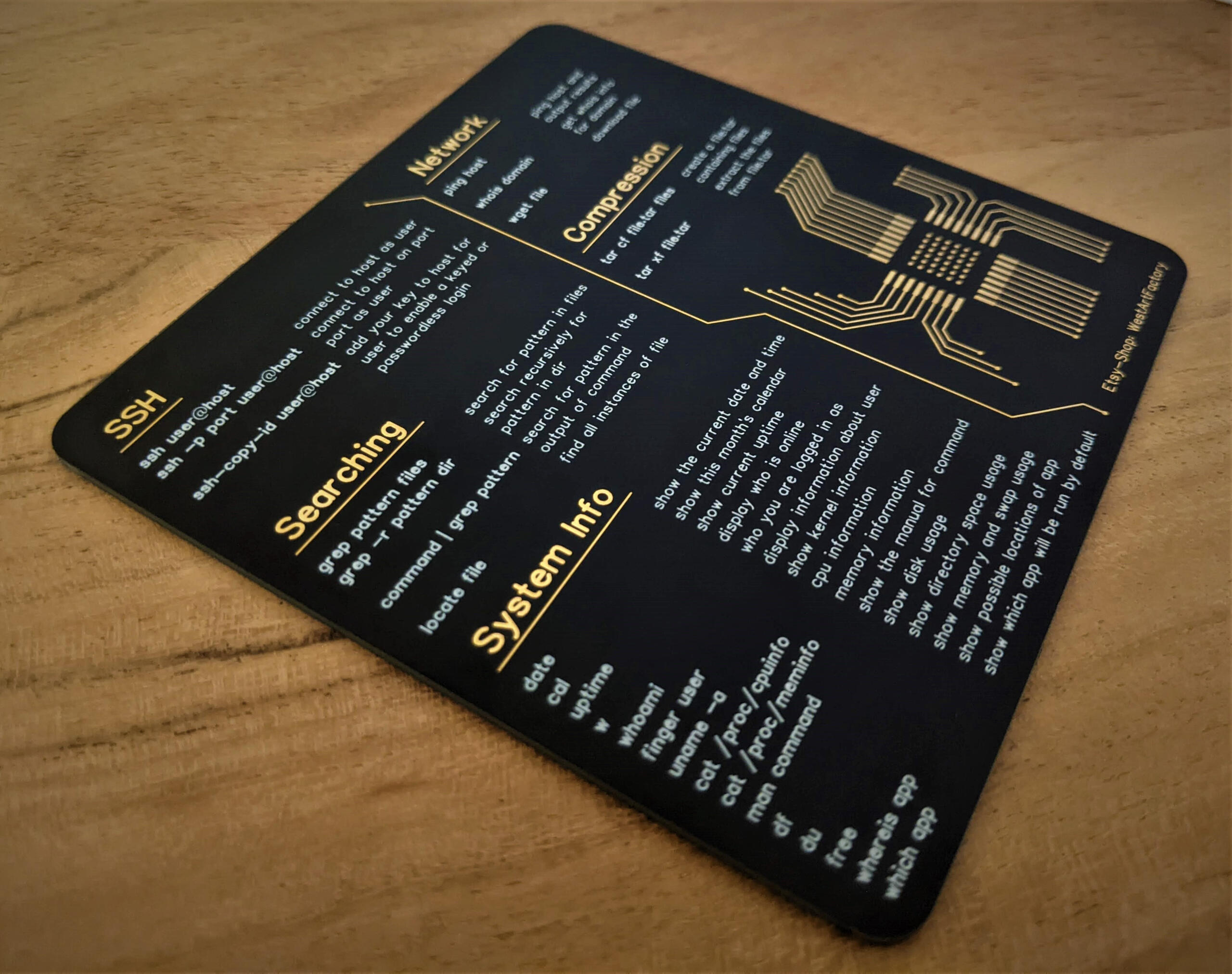 Black Linux Cheat-Sheet on a real PCB - Bottom
