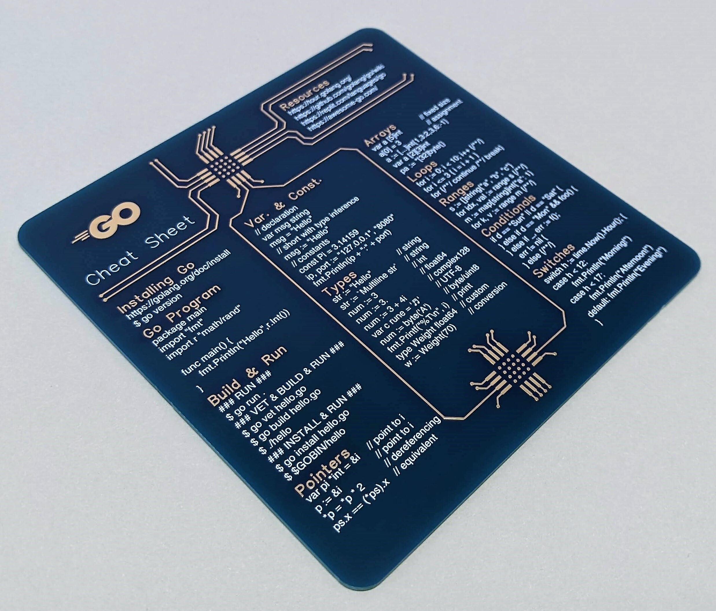 Blue Go Cheat-Sheet on a real PCB - Front