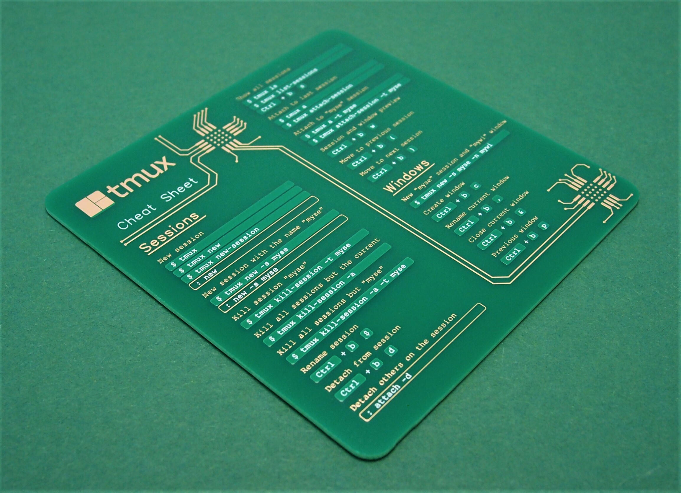 Blue Go Cheat-Sheet on a real PCB - Front
