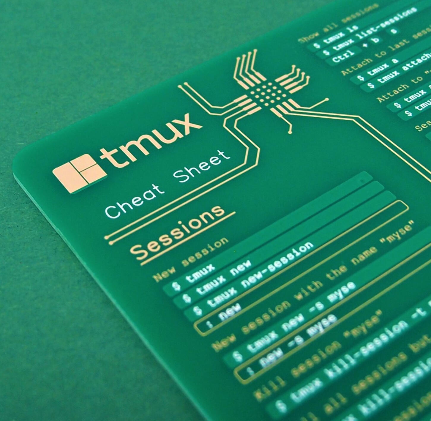 Blue Golang Cheat-Sheet on a real PCB